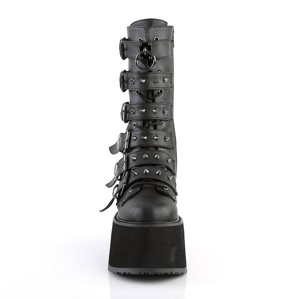 Demonia Damned-225 Black Vegan Leather Stiefel Herren D386-941 Gothic Halbhohe Stiefel Schwarz Deutschland SALE